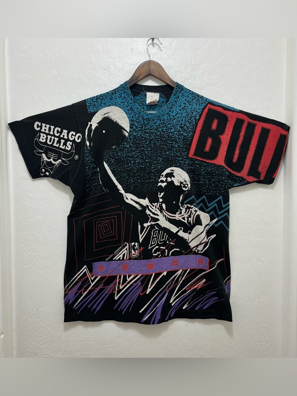 VTG Magic Johnson T's Michael Jordan T Shirt 90s Chicago Bulls XL Graphic AOP SS